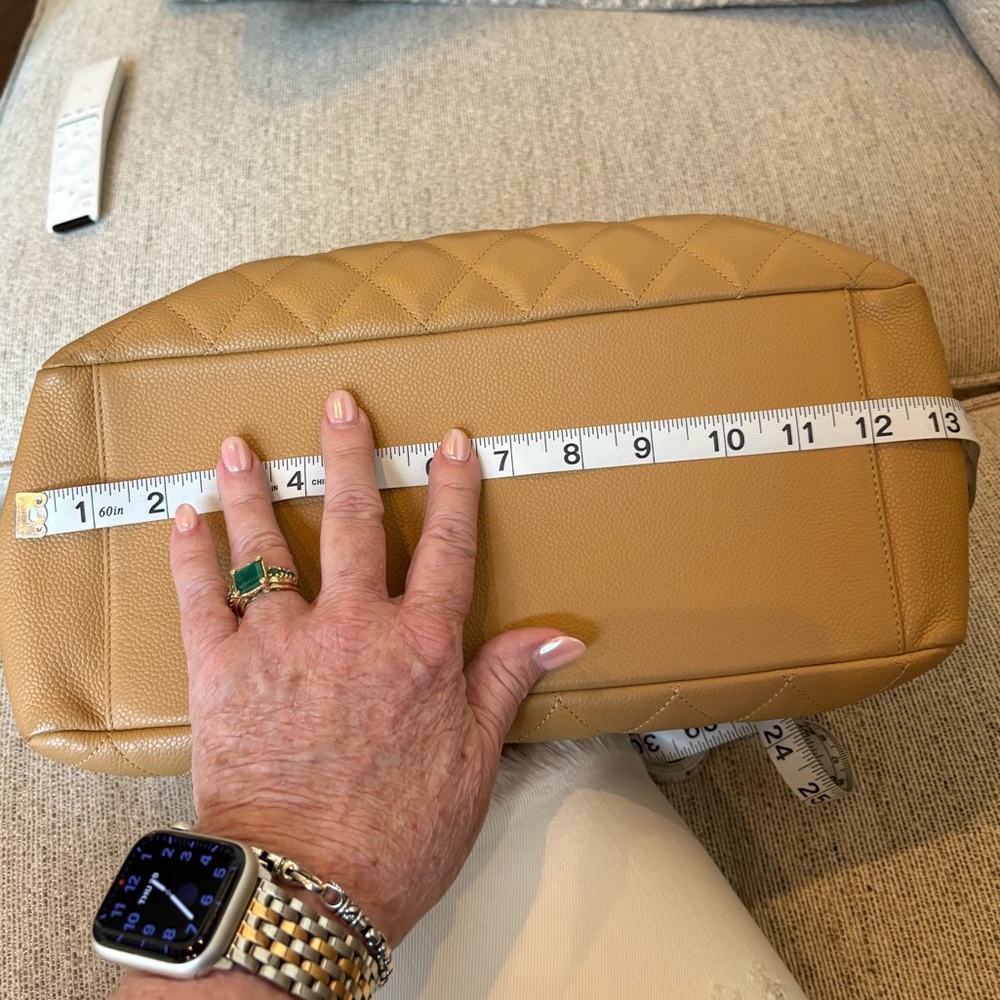 ‼️SOLD‼️Chanel Tan/Camel Quilted Leather Grand Shopping Tote w/Gold Chain - Picture 15 of 17